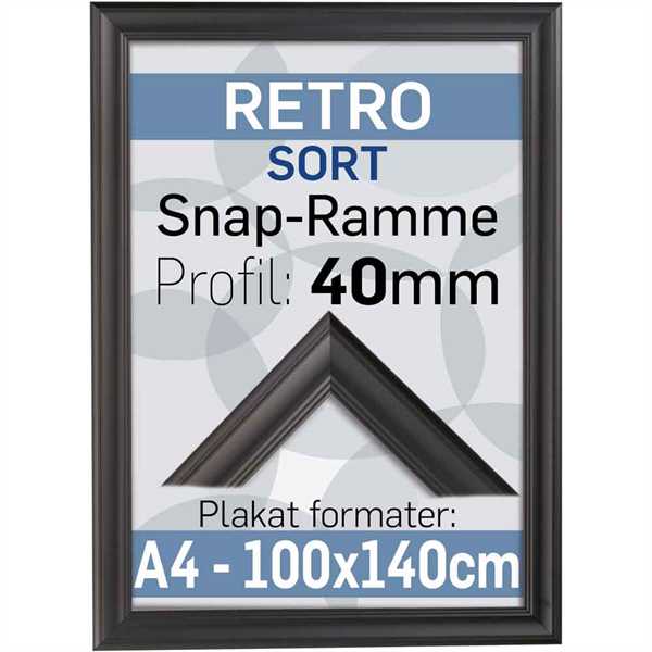 Retro plakatramme - Sort - 59,4 x 84,1 cm A1